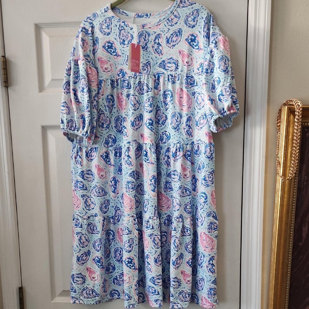 Simply Southern New Blue and Pink Patterned Dress
